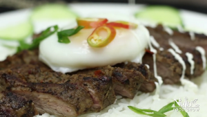 Italian Grilled Beef Steak recipe with Poached egg