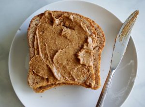 Whole grain toast with almond butter